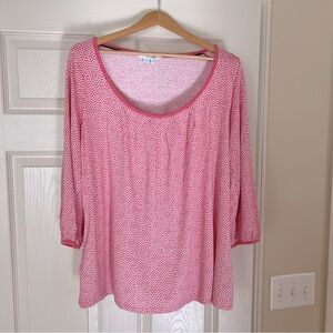 Boden Scoop Neck Blouse Top Size 16 UK 20 Barbie Pink and White Polka Do…